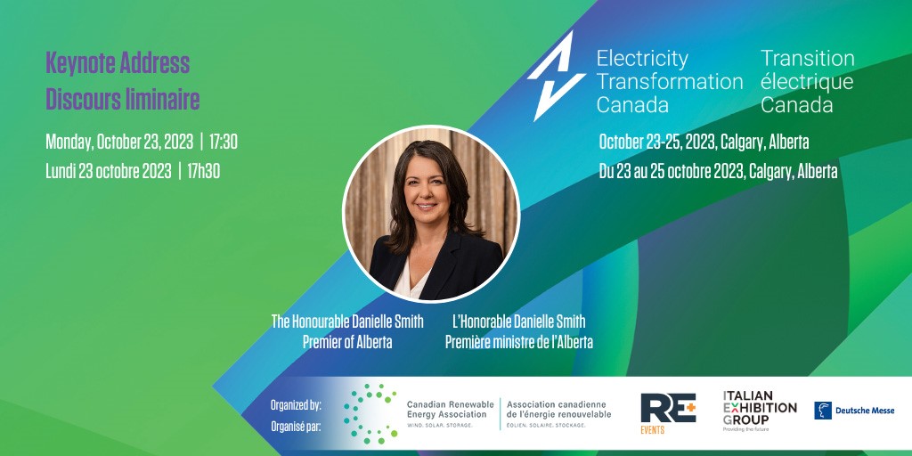 RenewablesAssoc's tweet photo. What comes next in #Alberta, the fastest-growing province for #renewableenergy? Join us Oct 23 for ETC’s opening keynote address by Premier Danielle Smith. Learn more: https://t.co/GoQfqkzhCq https://t.co/Zig84ZGtux