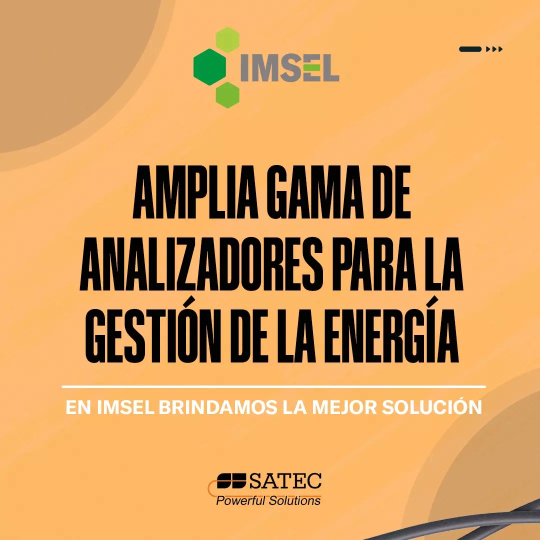 imselsas's tweet image. Optimiza tu energía ⚡ con los analizadores inteligentes Satec. Tecnología de vanguardia para un control preciso y eficiente. En IMSEL, ofrecemos soluciones profesionales que marcan la diferencia. Descubre el poder de los analizadores inteligentes Satec.

#imsel #satec