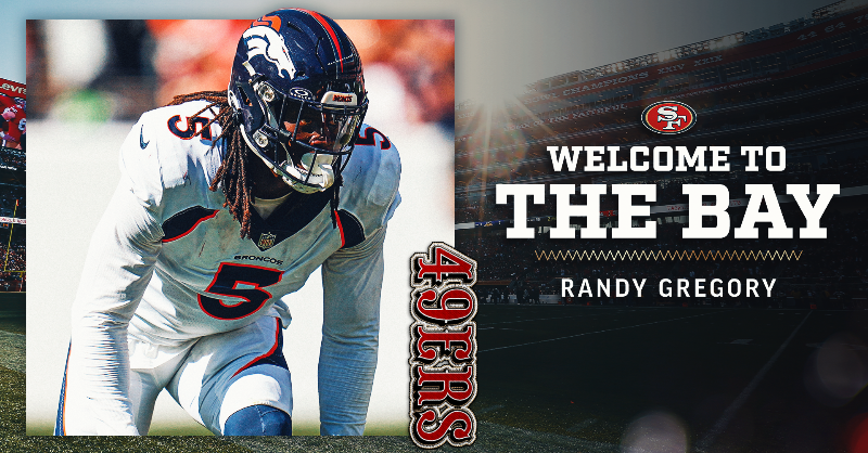 49ers's tweet photo. The newest member of the red and gold. 

Welcome @RandyGregory_4! #FTTB