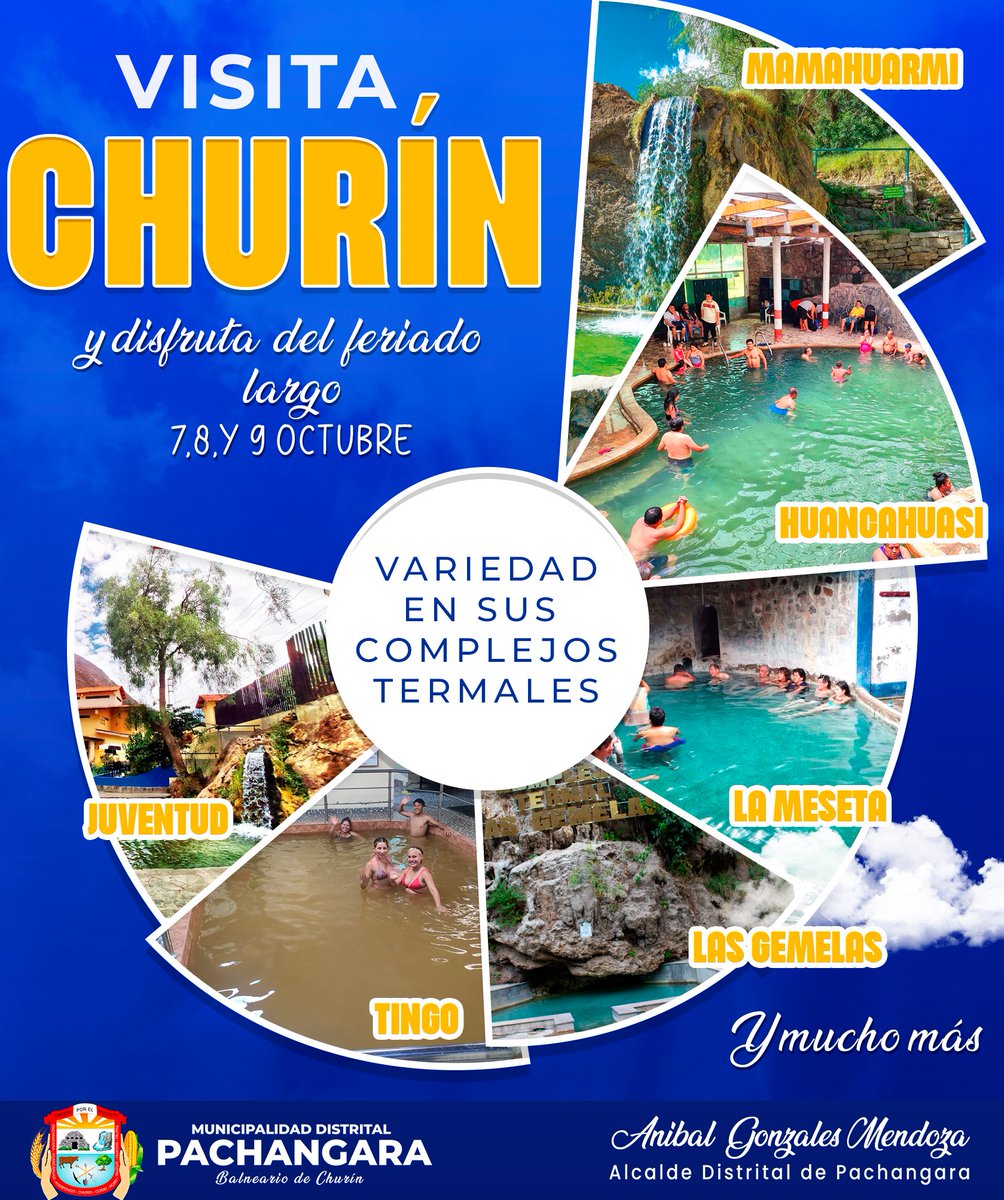 muni_churin's tweet photo. 📷 En este feriado largo, Churín es tu mejor opción
Siente el poder curativo de sus aguas, en su diversidad de complejos termales.
Disfruta y date una pausa en este feriado largo en el Balneario de Churín
¡Te esperamos! https://t.co/BsVB5zkVtB