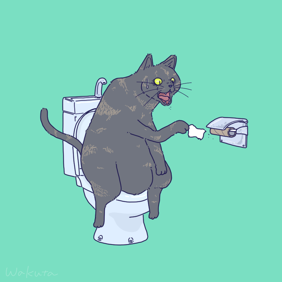 「トイレットペーパーと猫。」|wakuta│イラストレーターのイラスト