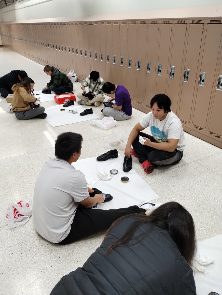 NorthAFJROTC's tweet photo. Shoe shining with A flight https://t.co/4GZzEtuQpS