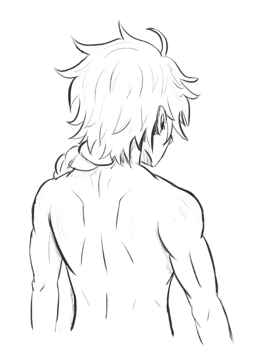 Anatomy learning. Drawing Aether's back