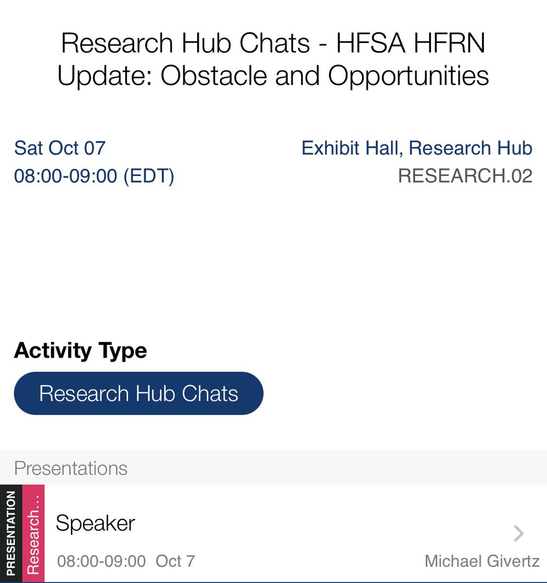 quin_denfeld's tweet photo. Attn: #HFSA2023 attendees!

As you build your Saturday schedule, pls ✅ out these informal research chats in the Exhibit Hall:
8-9am: HFRN 
1-2pm: AI in HF research
5-6pm: PROs in HF 

Come over &amp; chat w/ thought leaders!

@GivertzMichael @mpsotka @Tereshchenkolab @BidwellJT https://t.co/r3KLFHhYEa