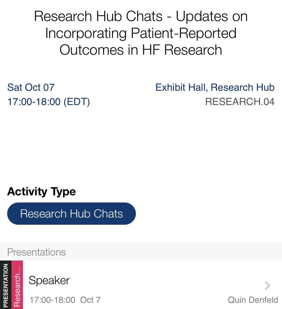 Attn: #HFSA2023 attendees!

As you build your Saturday schedule, pls ✅ out these informal research chats in the Exhibit Hall:
8-9am: HFRN 
1-2pm: AI in HF research
5-6pm: PROs in HF 

Come over & chat w/ thought leaders!

@GivertzMichael @mpsotka @Tereshchenkolab @BidwellJT