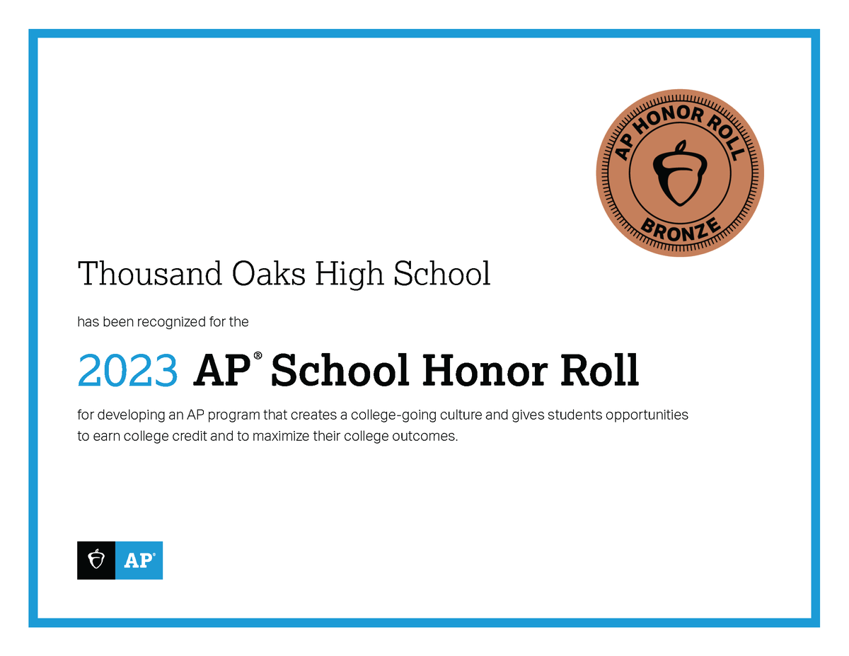 ConejoValleyUSD's tweet photo. Congrats to our @NewburyParkHS, @ThousandOaksHS &amp; @WestlakeHS_CA, which were all named to the 2023 Advanced Placement® Program (AP®) School Honor Roll! This honor recognizes schools whose AP program is delivering results &amp; broadening access for students: https://t.co/iZCBRZXIZY https://t.co/h6ZElOL1Qn