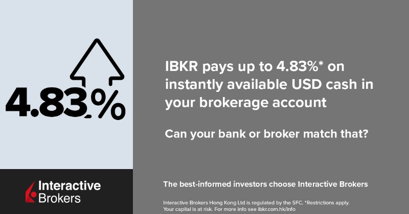 IBKR's tweet photo. What interest rate does your broker pay? Interactive Brokers’ clients earn up to 4.83% on uninvested USD cash balances. Open an account now!
