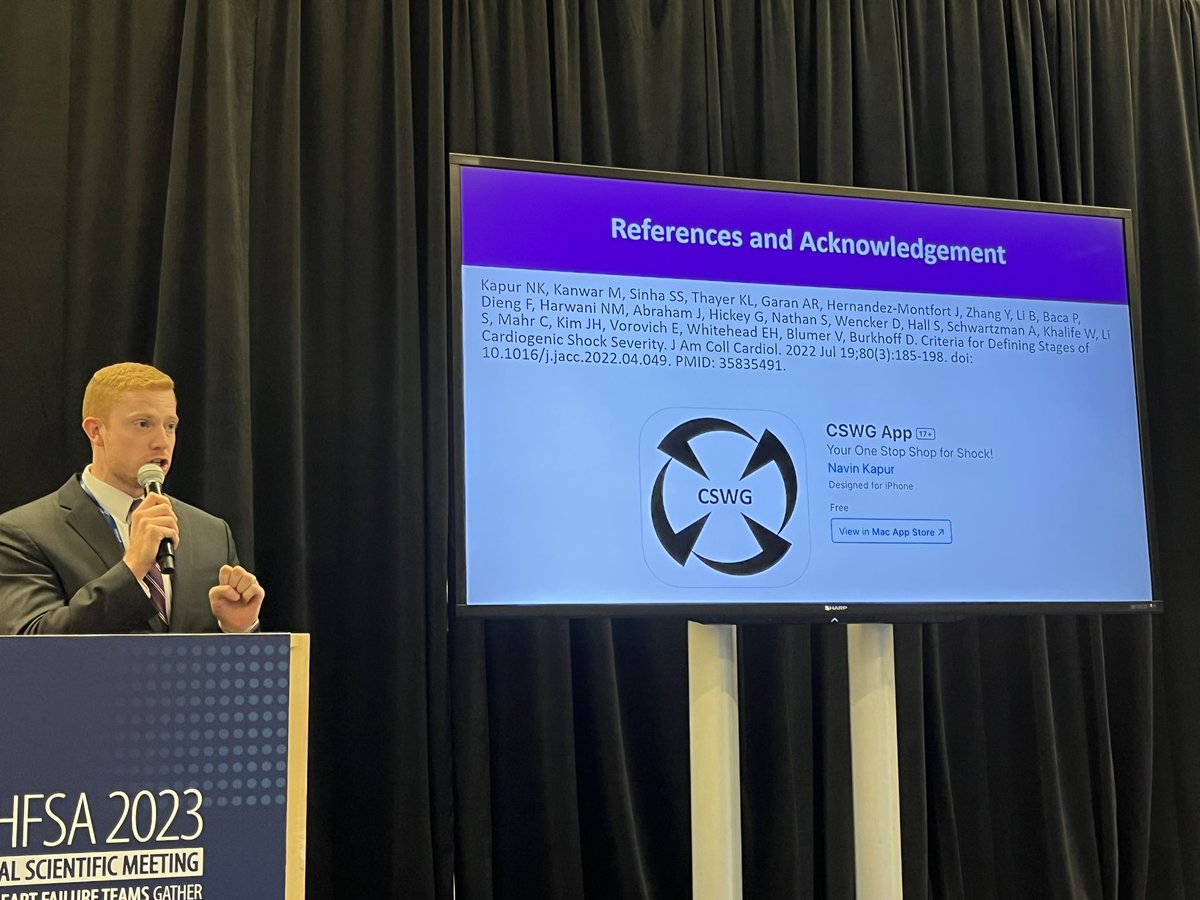 @AdamEibel with an oral abstract on automated SCAI staging and shoutout to #cswg app. @manreetkanwar @NavinKapur4 @ShashankSinhaMD @HviUpmc @PittCardiology @JHMontfort10 @ElricZweck 
#hfsa