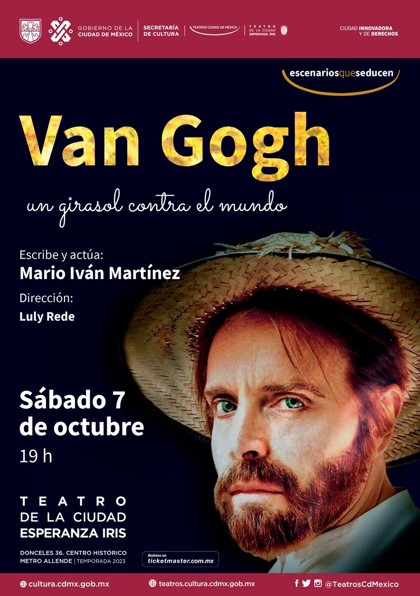 ¡Tenemos 5 PASES DOBLES para la función de mañana en el #TeatroDeLaCiudad de “Van Gogh, un girasol contra el mundo”! Solo da RT y dinos la fecha de nacimiento de este gran pintor neerlandés 👇