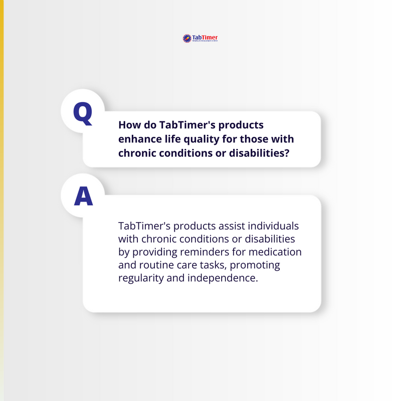 TabTimer's tweet image. Struggling to keep track of medication schedules and care routines? 💊

TabTimer&apos;s products are here to help! 

#TabTimer #HealthcareSolutions #Independence #ChronicConditions #DisabilitySupport #PeaceOfMind #QualityOfLife