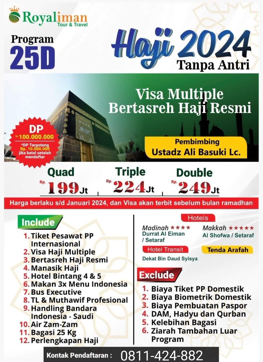 Solusi bagi yang ingin haji tanpa antri dengan biaya lebih murah dari haji khusus.

Hubungi segera :
0811-424-882
(Kusnadi Abu Ayyub)

Izin tag coach <a href="/axdwin/">Axdwin 🌏Indonesia 🇮🇩</a>