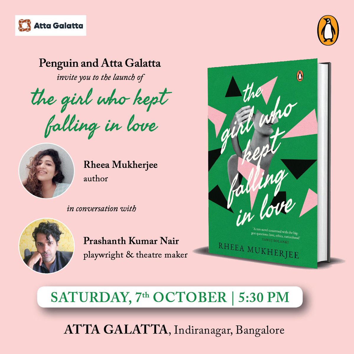 Today, we're launching The Girl Who Kept Falling in Love today at <a href="/AttaGalatta/">Atta Galatta</a>  in Indiranagar #bangalore! Please come off at 5:30pm today if you are around, we'd love to see you. Plus there is some cake and I am signing copies. <a href="/PenguinIndia/">Penguin India</a>