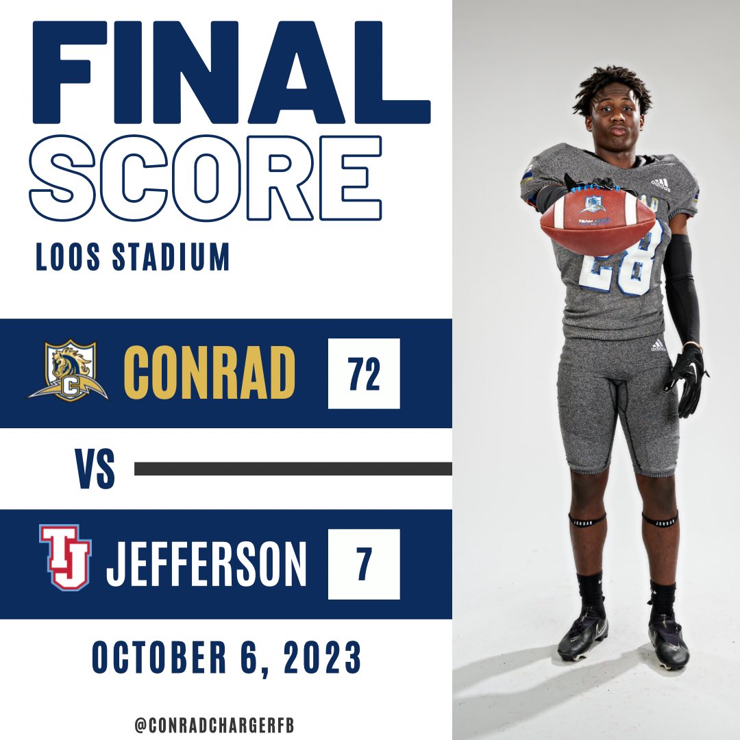 Chargers win!! <a href="/SBarrios_DISD/">Dr. Sandra Barrios-Rojas, Executive Director</a> <a href="/VivFairley/">Vivian Chandler Fairley</a> <a href="/dallasathletics/">Dallas ISD Athletics</a> <a href="/DallasISDSupt/">Dr. Stephanie S. Elizalde</a> <a href="/ConradSchools/">Conrad Nation - DISD</a> <a href="/emmettjconradhs/">Emmett J. Conrad HS</a> <a href="/ConradCharger/">Emmett J. Conrad HS Athletics</a>