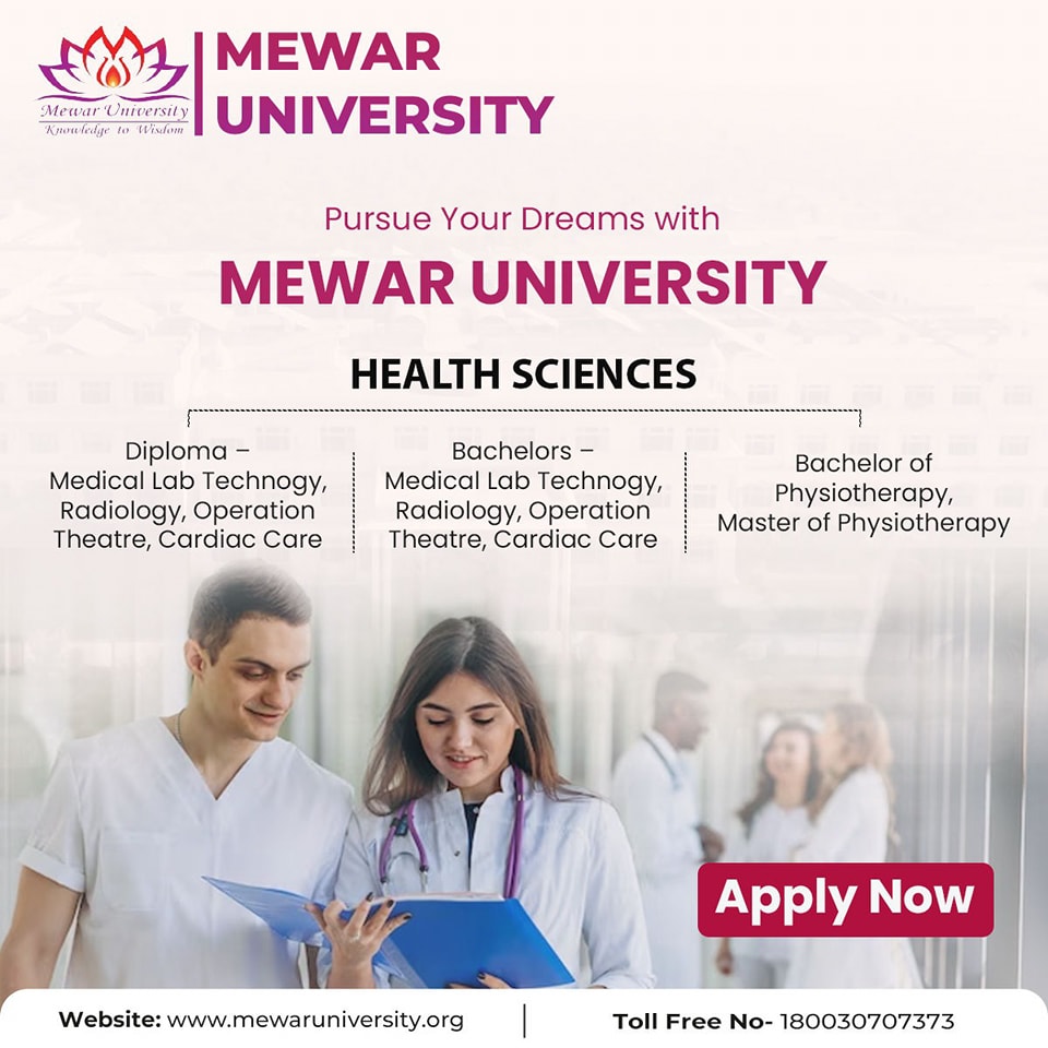 universitymewar's tweet photo. 👩⚕️Department Of #HealthSciences/#ParamedicalScience || Pursue your dream career with the #TopUniversitInRajasthan.
#ADMISSIONSOPEN! Welcome to #MewarUniversity, Chittorgarh.
#Doctor #MedicalCourses #DepartmentOfParamedical #ParamedicalCourse #HealthCare #CareerOpportunities https://t.co/rud4LbzjP6