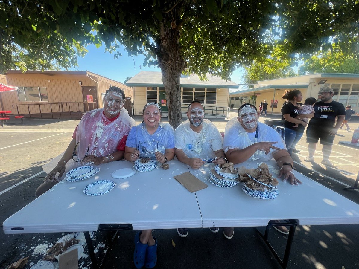 Pie in the Face to help raise money for Camp Keep! Our students enjoyed pieing us!  All for fun and love for our Falcons!