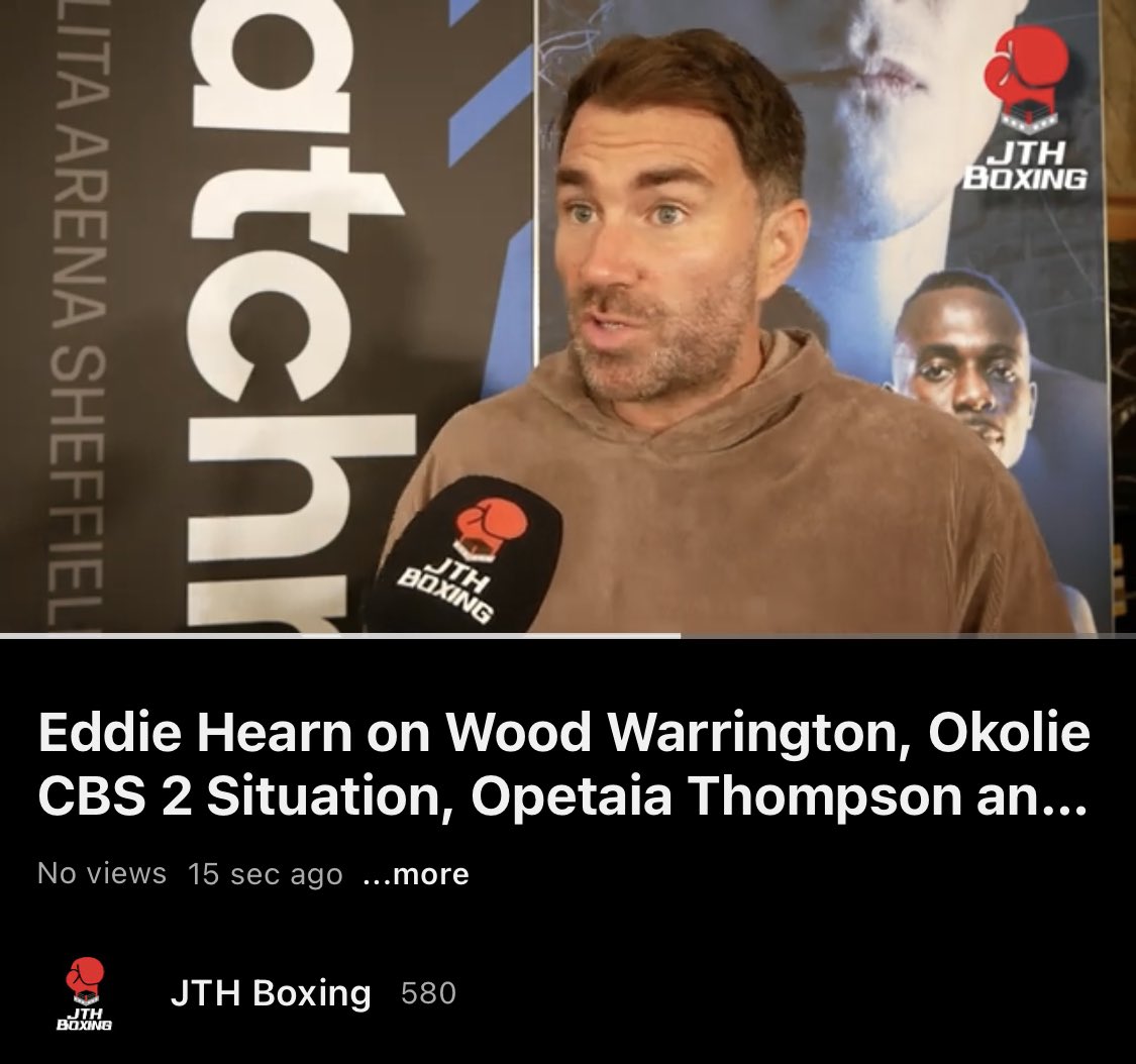 good talk with the main man earlier @EddieHearn 🤝🏼

youtu.be/HstSfZ9cxX8?si…

#boxing #WoodWarrington #OpetaiaThompson #CaneloCharlo #BillamSmithOkolie2