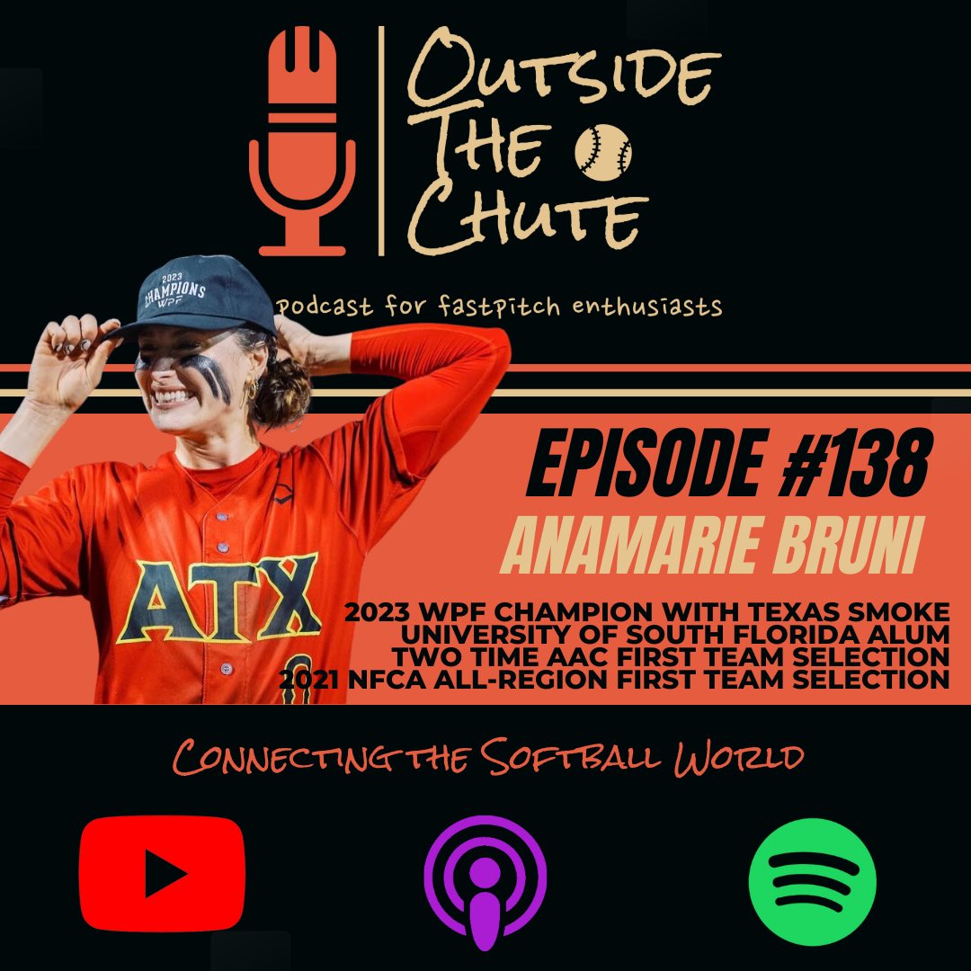 Outside The Chute (@outsidethechute) on Twitter photo What a fun one this was!!!
Tune in this Monday as we sat down and chatted with <a href="/USFSoftball/">USF Softball</a> alum and <a href="/wprofastpitch/">Women's Professional Fastpitch</a> Champion with <a href="/thetexassmoke/">The Texas Smoke</a> the one and only, AnaMarie Bruni.
We chat everything from her career to nursing to <a href="/CamWoodBats/">CamWood Bats</a>
Yโall are gonna love this one! What a fun one this was!!!
Tune in this Monday as we sat down and chatted with <a href="/USFSoftball/">USF Softball</a> alum and <a href="/wprofastpitch/">Women's Professional Fastpitch</a> Champion with <a href="/thetexassmoke/">The Texas Smoke</a> the one and only, AnaMarie Bruni.
We chat everything from her career to nursing to <a href="/CamWoodBats/">CamWood Bats</a>
Yโall are gonna love this one!