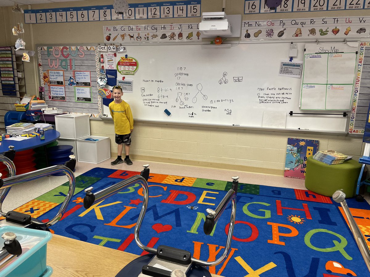 kaitymidiri's tweet photo. @gregtangmath Jaxon visited my classroom this afternoon while I was cleaning up from the week and had Rob doing some work too- but this is the “lesson he has left for my kids for Monday.” This makes me SO happy! @mfriedmanPGH https://t.co/qZYOLAIC5g