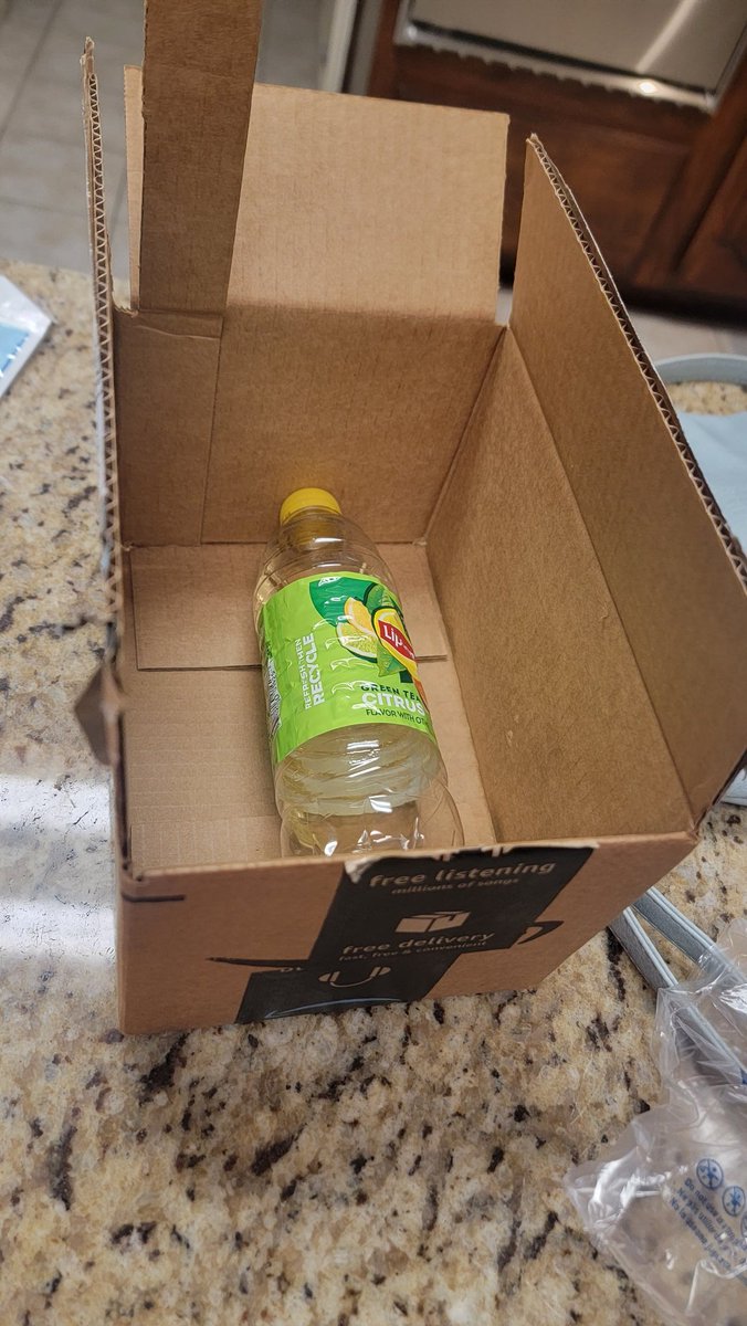 weeza18's tweet photo. Anyone else ever get a half drunk bottle of lipton tea in their @amazon order instead of what they actually ordered?  Or just me??? https://t.co/Goh57fmVfk