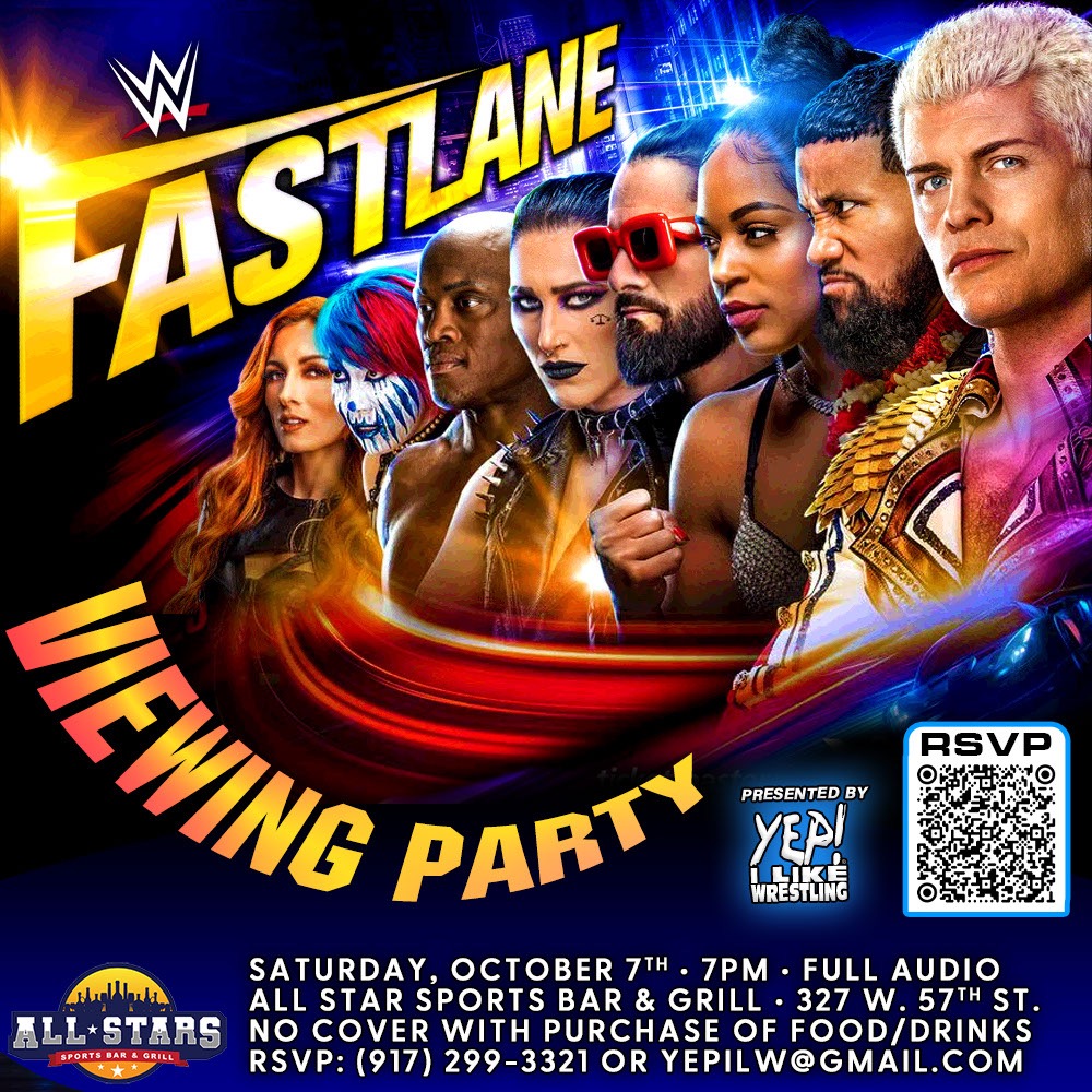 yepilw's tweet image. THIS SATURDAY! You're invited to our WWE FastLane Viewing Party @ All Stars Sports Bar &amp;amp; Grill (@Allstarsnyc_). RSVP at yepilw.eventbrite.com. Please share if you support us. 

#WWEFastLane #SMACKDOWN #FridayNightSmackdown