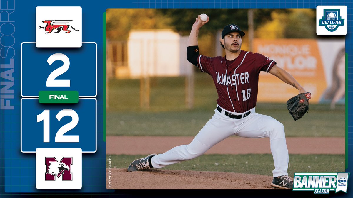 FINAL SCORE ⚾️ 

<a href="/guelph_gryphons/">Guelph Gryphons</a> | 2
<a href="/McMasterSports/">McMaster Marauders</a> | 12

<a href="/McMasterBasebal/">McMaster Baseball</a> picks up four runs in the 3rd and five in the 7th to help secure the mercy in the final game of today's West Qualifier slate.

#WeAreONE | #BannerSeason
