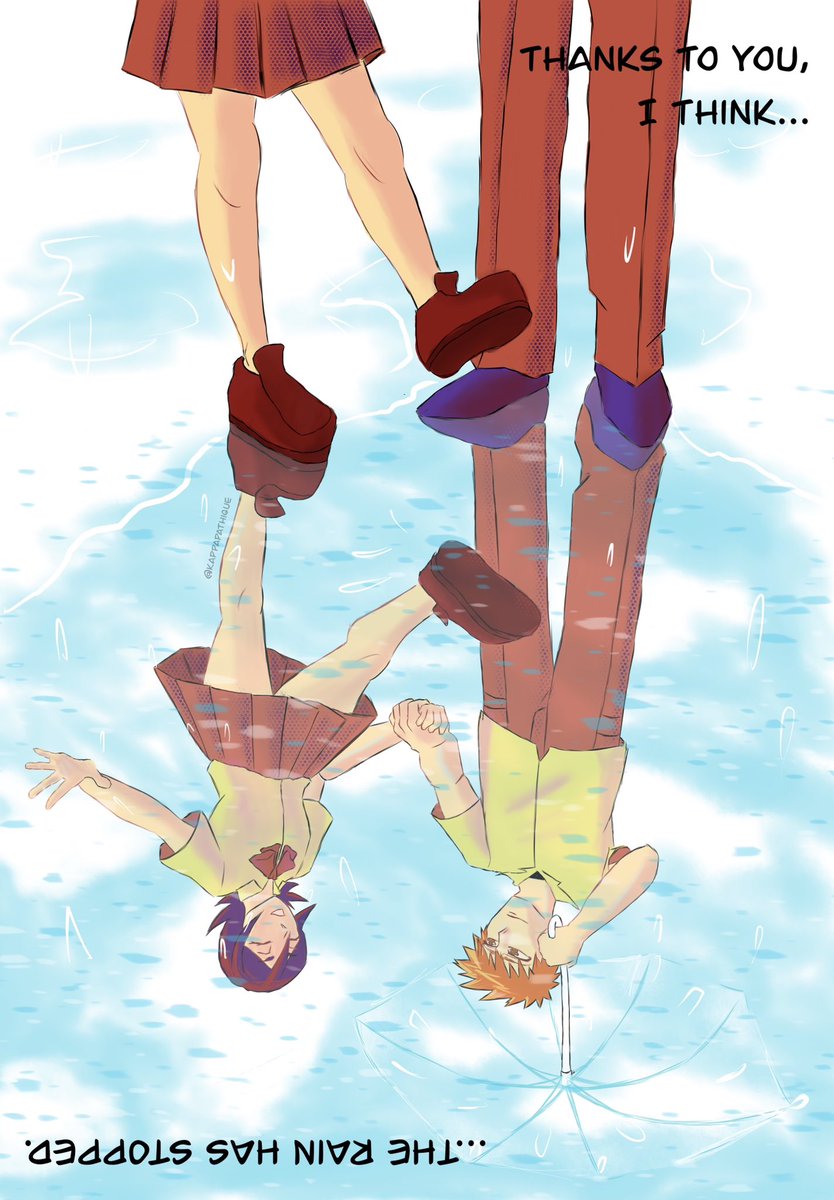 Ichigo and Rukia after the rain, sharing an umbrella. 相合傘 or 愛愛傘?

＃一護　#ルキア #イチルキ #BLEACH #ichiruki #irmonth2023 #이치루키