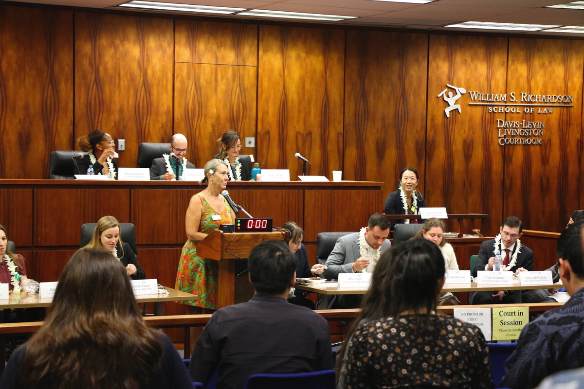 UHMLawSchool's tweet photo. It was an honor to host the U.S. Court of Appeals for the Ninth Circuit as they conducted oral arguments in our #WSRSL Moot Courtroom this week! Our students and faculty were able to interact with the judges and clerks, learning from their experiences  manaʻo.
📷: Frankie Marullo https://t.co/TTLlKKeEqu