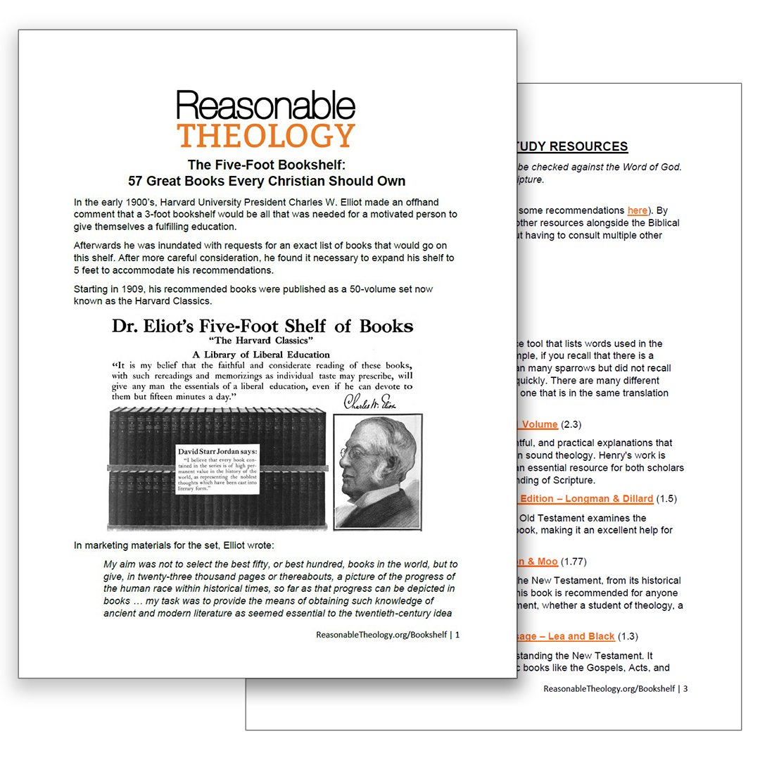 TheologyTweets's tweet image. Get a FREE 13-page reading list of 57 books every Christian should have in their library. The list is broken up into categories and each book includes a brief description of why the book is recommended.
👉reasonabletheology.org/the-5-foot-boo…