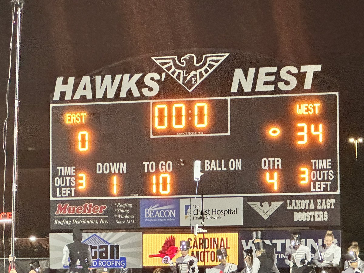 It’s a Friday Nights Lights in the <a href="/gmcsports/">GMC Sports</a> Final:
Lakota East- 0
Lakota West- 34