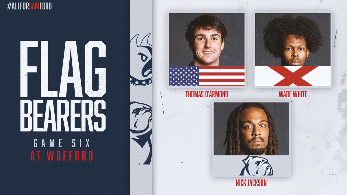 𝐅𝐥𝐚𝐠 𝐁𝐞𝐚𝐫𝐞𝐫𝐬: at Wofford  

#HatchAttack | #AllForSAMford