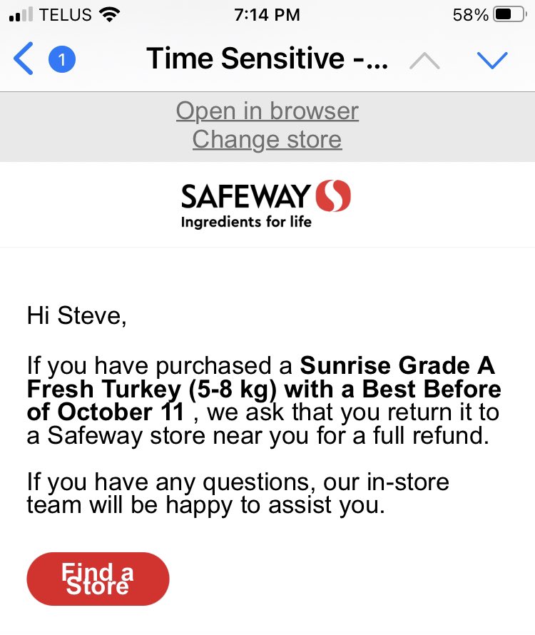 SteveColley1's tweet image. Hey Safeway peeps! Check your turkeys!