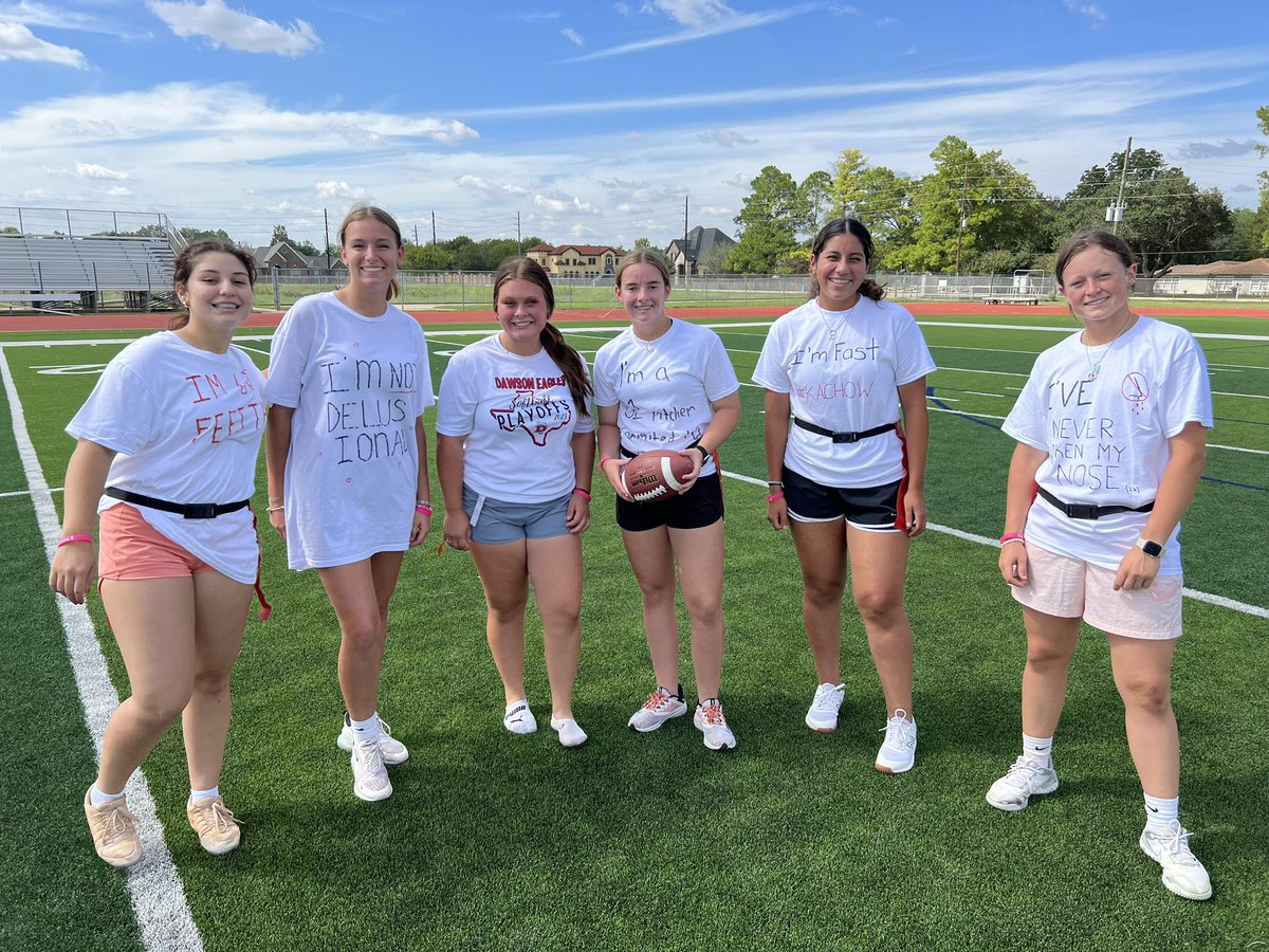 dawson_eaglesSB's tweet photo. White Lies T-Shirt Day on flag football competition day!
🥎
🦅
🏈
#whitelies #flagfootball #competitionFridays #itsbetterhere #someflyweSOAR #FAMILY @DawsonHighSchl https://t.co/bZ2jHJAlI3