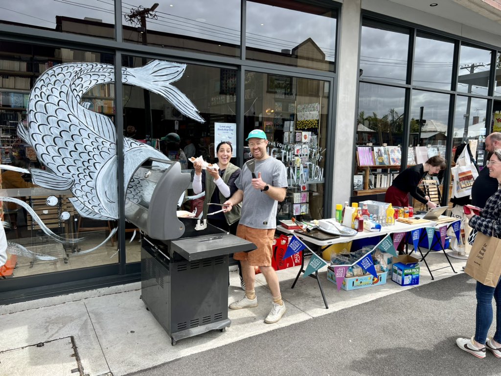 TreeBookshop's tweet photo. Sausages are sizzling in support of the Aboriginal Literacy Foundation. Come on down! #loveyourbookshopday #wefo https://t.co/jB5KzpKsyd