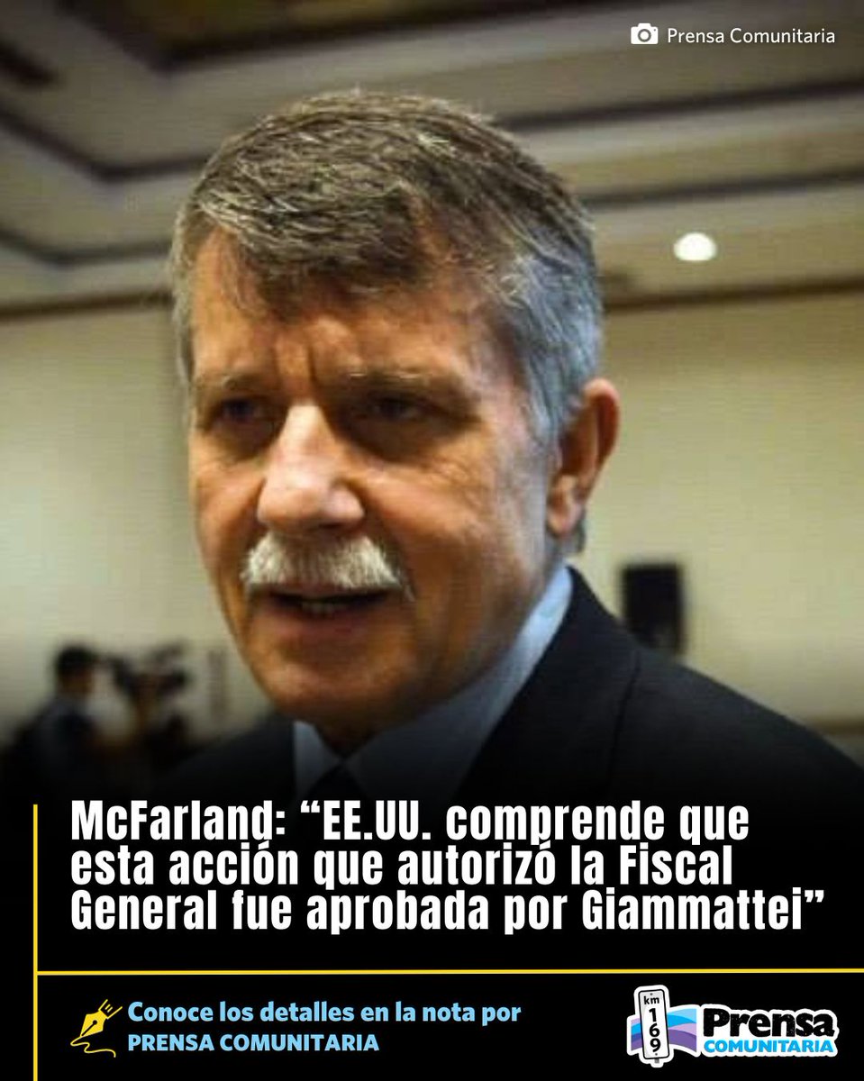 PrensaComunitar's tweet photo. #NoAlGolpeDeEstado ✊🏾 “Giammattei sabe que perder el control del Pacto de Corruptos lo expone y de ahí viene el miedo”, dice el exembajador de Estados Unidos en Guatemala.

Stephen McFarland señala que las acciones del MP no se hubieran concretado si no tuviera el apoyo del gobierno y el Pacto de Corruptos.

https://t.co/ZOfe3IkV0J