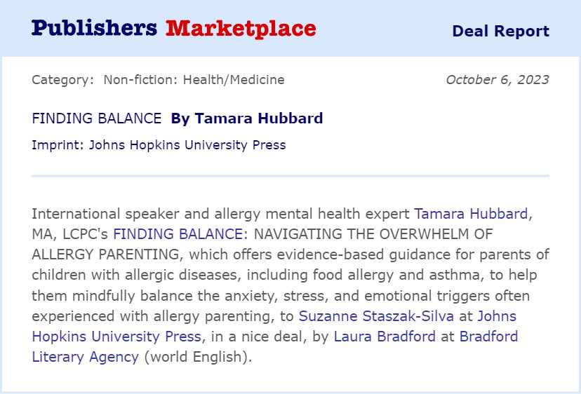 Congrats to our founder and CEO, @TherapistTamara for signing with @JHUPress to author an evidence-based, therapeutic book helping parents manage the overwhelm of parenting kids with allergic conditions. 💬 Think you’ll read it or recommend it to patients or friends?