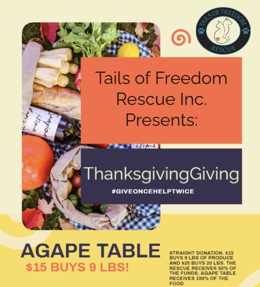 AgapeTable's tweet photo. Agape Table is extremely fortunate to have such amazing people like Tails of Freedom Rescue Inc. Thank you so much for donating 2000 pounds of vegetables. With this incredible donation Agape Table will be able to feed people in need. ⭐🌞⭐🌞

You are #AgapeAwesome 
#Winnipeg #MB https://t.co/FeaAixg9g7