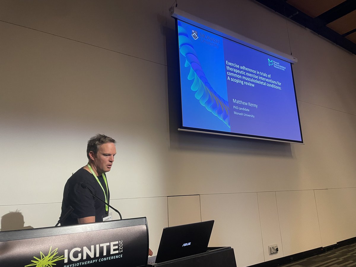 Monash Musculoskeletal Research Unit (@monashmru) on Twitter photo Great presentation by Matt Kenny of his MASSIVE scoping review 👏👏
321 included studies 😯 
Exercise adherence in trials of therapeutic exercise in musculoskeletal conditions. 
<a href="/DrPeteMalliaras/">PeterMalliaras</a> 
IGNITE2023 Great presentation by Matt Kenny of his MASSIVE scoping review 👏👏
321 included studies 😯 
Exercise adherence in trials of therapeutic exercise in musculoskeletal conditions. 
<a href="/DrPeteMalliaras/">PeterMalliaras</a> 
IGNITE2023