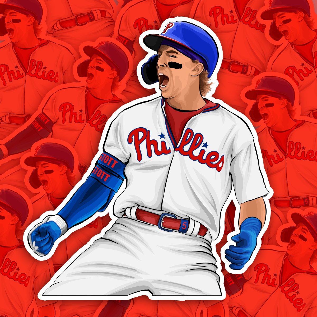 eringrugan's tweet image. STICKER GIVEAWAY! I'm going to give away a few of these new Bryson Stott stickers for free. All you have to do to enter is RT this tweet for a chance! (really, that's it)

Will draw three winners before Game 3 of the NLDS on Wednesday (10/11)
#RingTheBell #RedOctober #Phillies