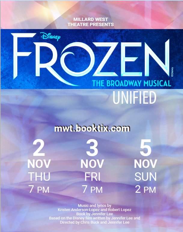 Tickets are on sale for our Unified Production of the full length Broadway musical Frozen!
mwt.booktix.com
#loveisanopendoor
#usoffrozen