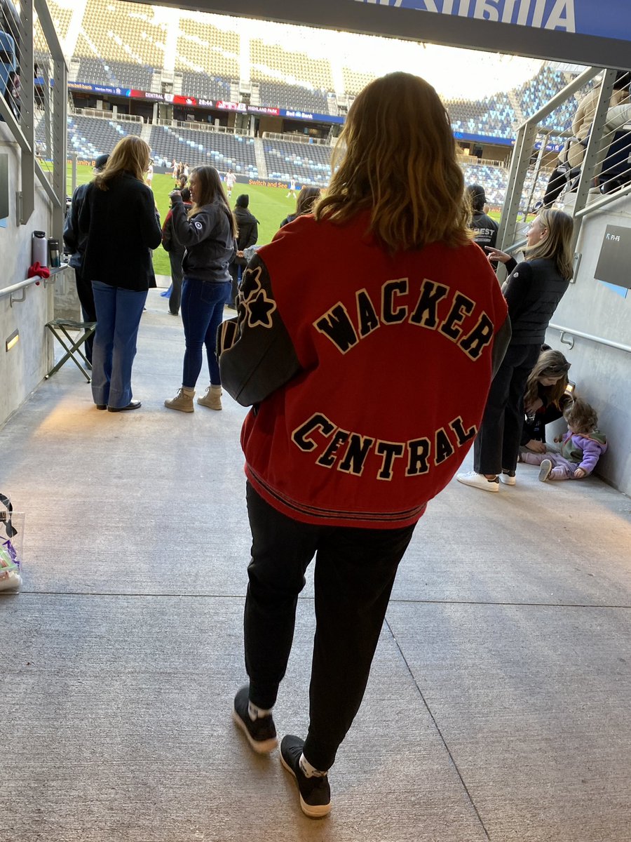 ericawacker's tweet image. Both girls’ teams had an awesome game! Repping the kids’ future high school in dad’s letter jacket! #saintpaulcup #WeAreSPPS