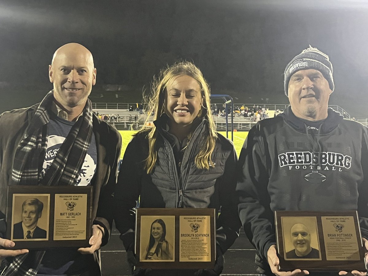 Congratulations to our 2023 HOF Inductees! Matt Gerlach ‘95, Brooklyn Schyvinck ‘18, Coach Pottinger #teamreedsburg