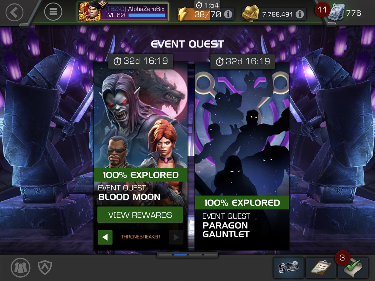 AlphaZero6ix's tweet photo. As a mediocre mid-level player, this month's @MarvelChampions EQ wasn't that bad at all.
Got myself a 7* Overseer for my troubles!
#mcoc #bloodmoon #paragongauntlet #itsnotthatdifficult #nowwhatdoido https://t.co/UZlJbkp4qO