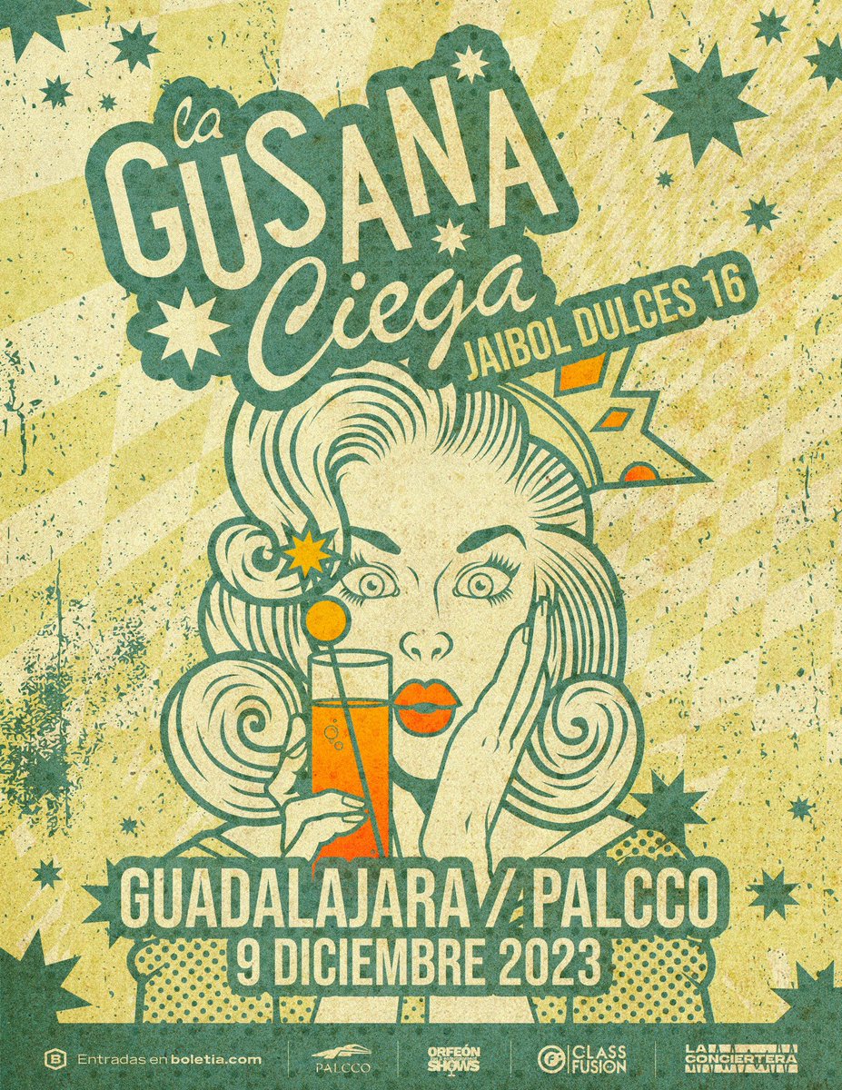 Guadalajara! 

<a href="/lagusanaciega/">La Gusana Ciega</a>  llega este próximo 9 de diciembre a <a href="/palccogdl/">PALCCO</a>  con “Jaibol Dulces 16” 🍬

Venta de boletos a partir del 22 de octubre de 2023 por <a href="/boletia/">Boletia</a>