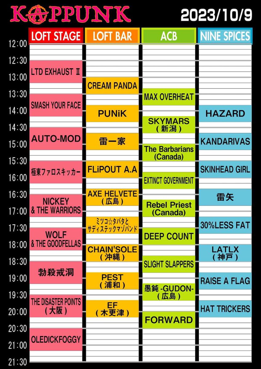 latlx's tweet photo. 【KAPPUNK 2023 開催!!】

本日10/7より3日間開催されます
KAPPUNK 2023
我々、LATLXは最終日10/9
NINE SPICESにて18:00〜
出演させて頂きます!!

まだチケットをお持ちでない方は
latlxworld@gmail.com もしくはDMにて受付けてます。

よろしくお願いします！

#LATLX #LUCYANDTHELIPSTIX https://t.co/3F5Dvf9MBC