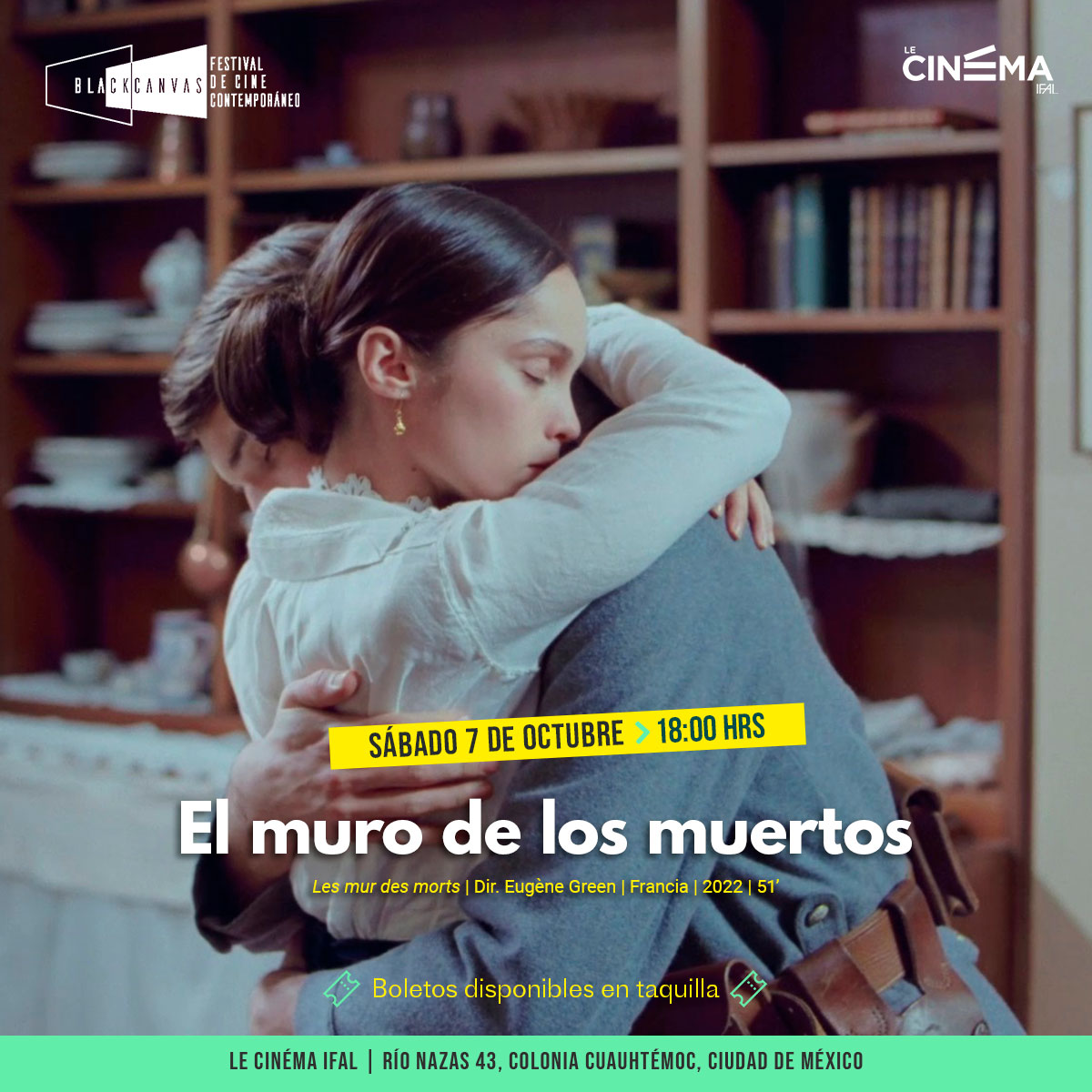 🎥💥<a href="/BlackCanvas_FCC/">Black Canvas FCC</a> presenta "El muro de los muertos"

Eugène Green nos conduce en un viaje de la oscuridad a la luz que derriba las barreras del tiempo. Una oda al compromiso con la memoria de los muertos para aplacar la desidia existencial del presente  

📅 Sábado 8 - 18:00h