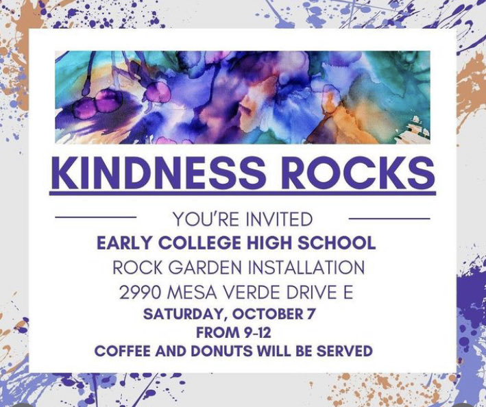 DrDaveMartinez's tweet photo. Students have been painting positive  rocks these past two weeks as part of the Kindness Rocks Project. Join us this Saturday, October 7th from 9am-Noon to paint more rocks as we create the garden! #echs #nmusd #CoastlineCollege #KindnessRocksProject #costamesa #newportbeach https://t.co/IYrCw3vU2g