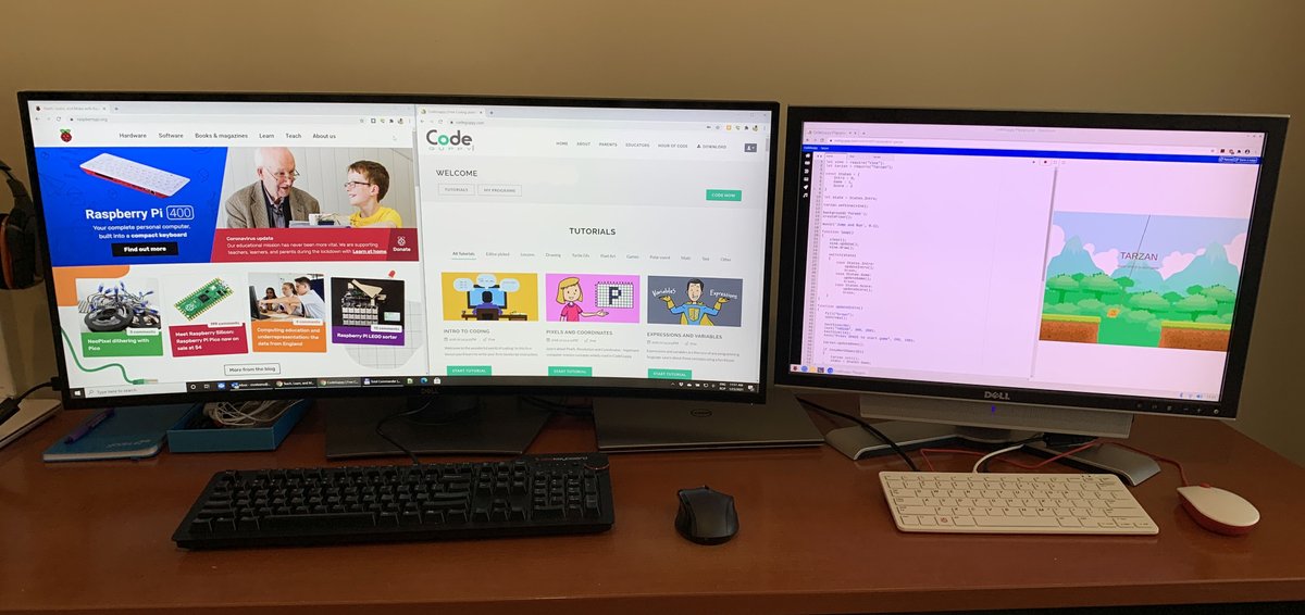 CodeGuppy's tweet image. Coding in #javascript on a #raspberrypi400 using codeguppy.com