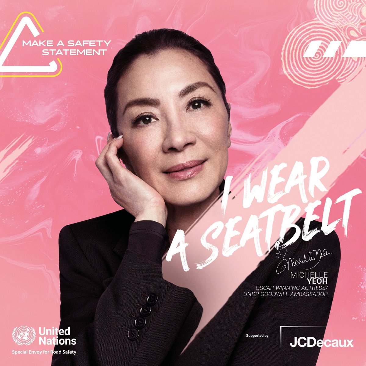 ⏲️ In #AsiaPacific, one person dies in a road crash every 38 seconds! 🏍️ @UN's global campaign for road safety aims to prevent at least 50% of road traffic deaths & injuries by 2030. Follow the lead of Michelle Yeoh & #MakeASafetyStatement ➡️ bit.ly/3Q5K2Vy @JeanTodt