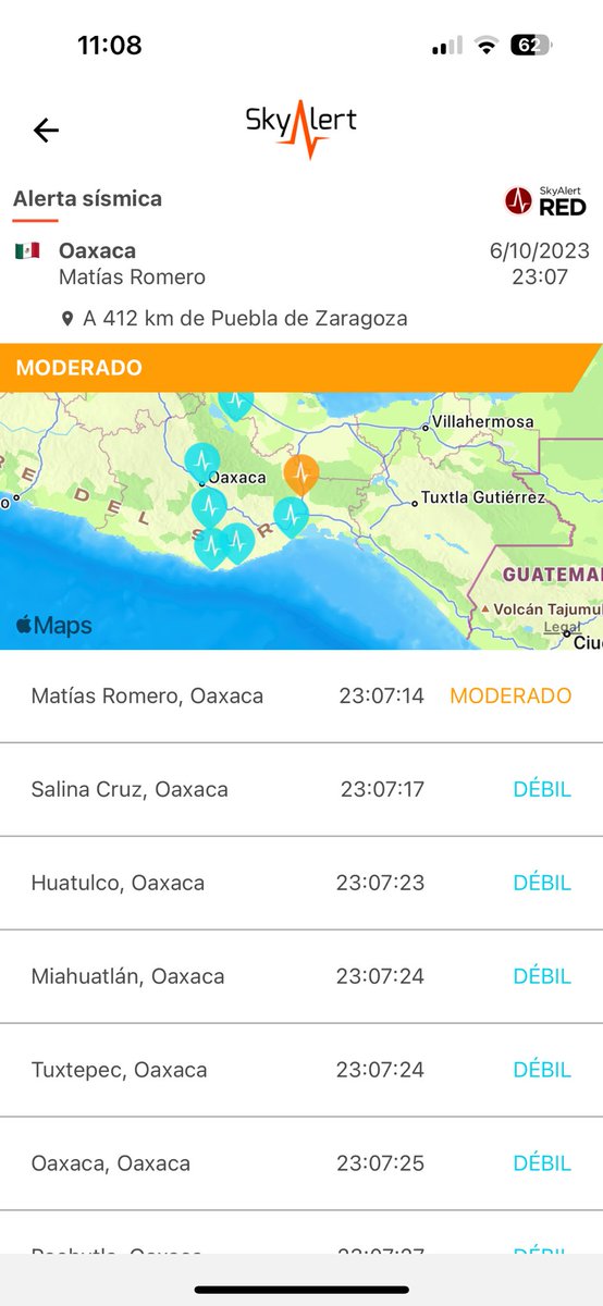 SkyAlertMx's tweet image. #AlertaSísmic por sismo «moderado» en #MatíasRomero, Oaxaca.