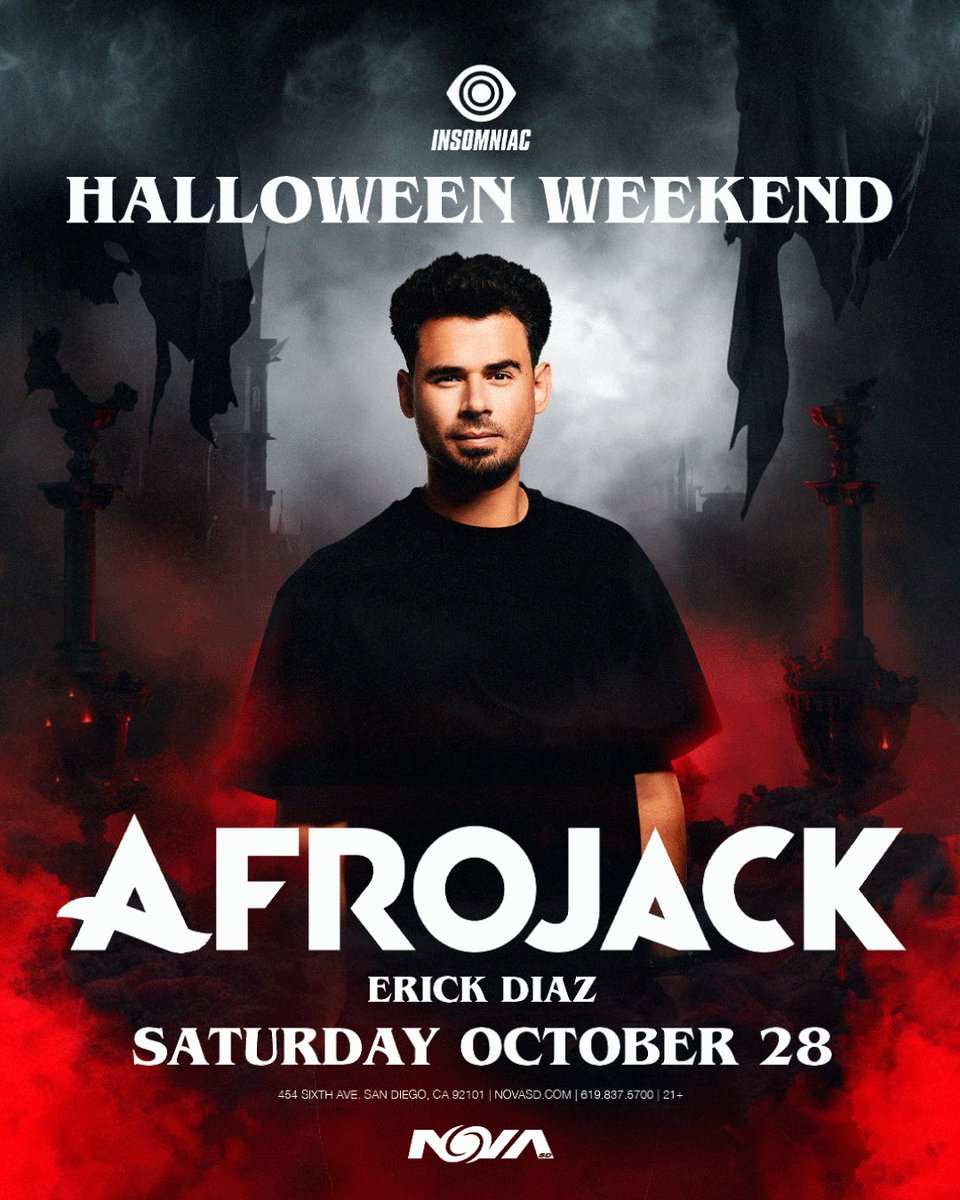 Saturday October 28 I’ll be opening the night for <a href="/afrojack/">AFROJACK</a> at <a href="/novasdclub/">NOVA SD</a> Spooky!!!!! 👻
